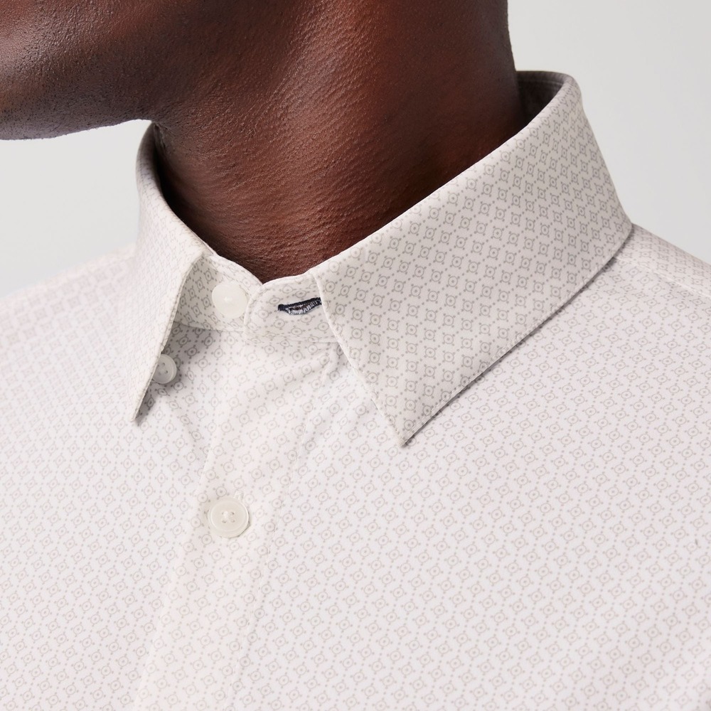 Mizzen + Main Leeward Dress Shirt Men's XXL-Trim Fit White Blue Circle Texture